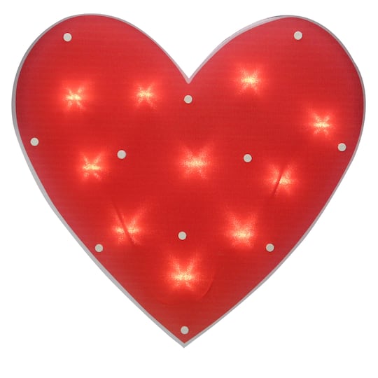 14&#x22; Lighted Red Heart Window Silhouette Decoration